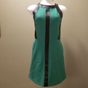 Sea New‎ York Womens Colorblock Sleeveless Leather Trim Dress Green Black Size 2